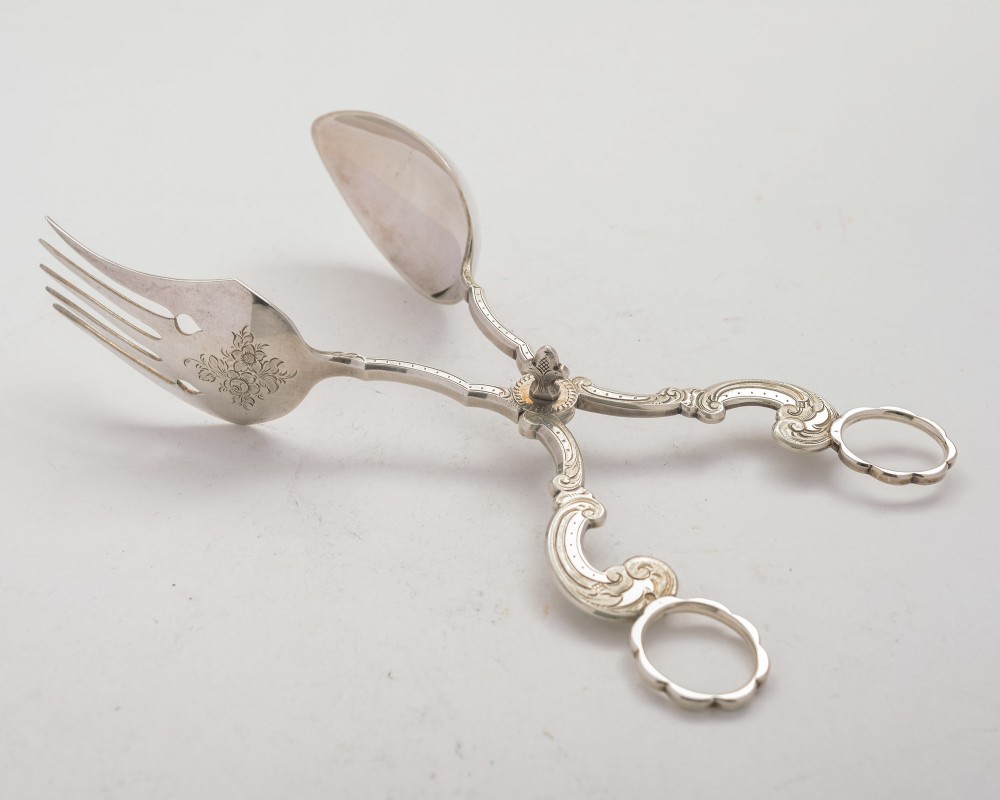 Fabulous Dutch Silver Serving Tongs - 1870
