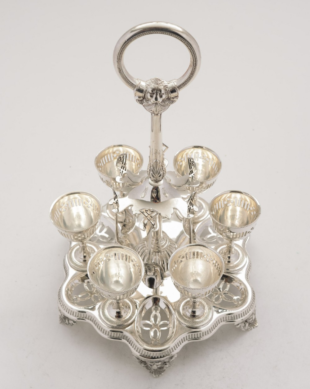 Gorgeous Victorian Silver Plated 6 piece Egg Cruet - 1868