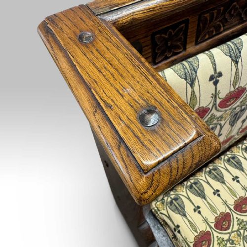 ARTS AND CRAFTS MOVEMENT OAK BENCH - ADDITIONAL PHOTO 4