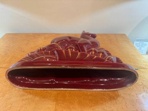 ART DECO MAROONRED CERAMIC DEER WITH GILDED HIGHLIGHTS - ADDITIONAL PHOTO 2