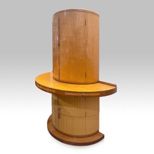ART DECO COCKTAIL CABINET BIRD'S EYE MAPLE ATTRIBUTED TO MAURICE ADAMS - ADDITIONAL PHOTO 1