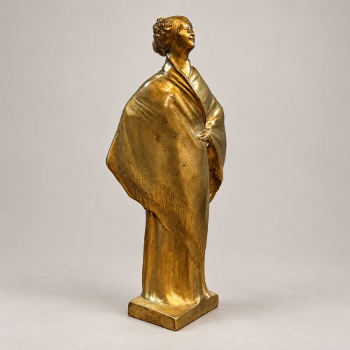 Art Nouveau Sculpture by Leo LaPorte-Blairsy of Cloaked Woman