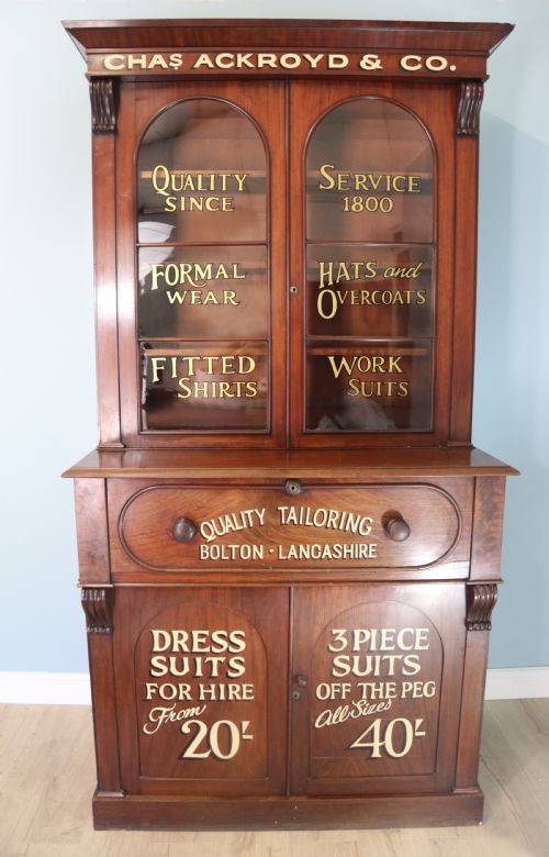 Victorian Mahogany  Secretaire Two Section Bookcase Cabinet