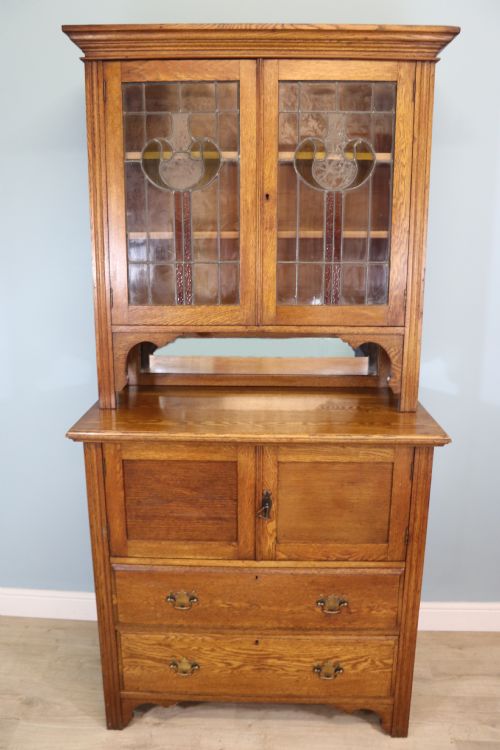 19th Century Light Oak Side Cabinet in the Arts and Crafts Style.