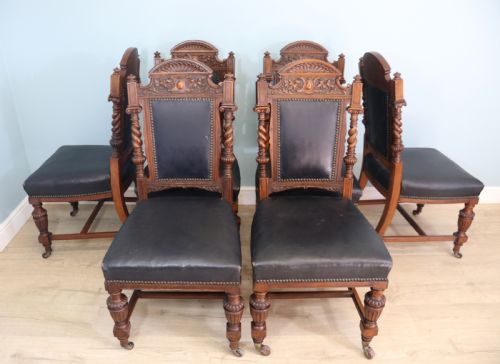 Set of Six Late Victorian Goodall, Lamb & Heighway Dining Chairs in the Gothic Revival Style