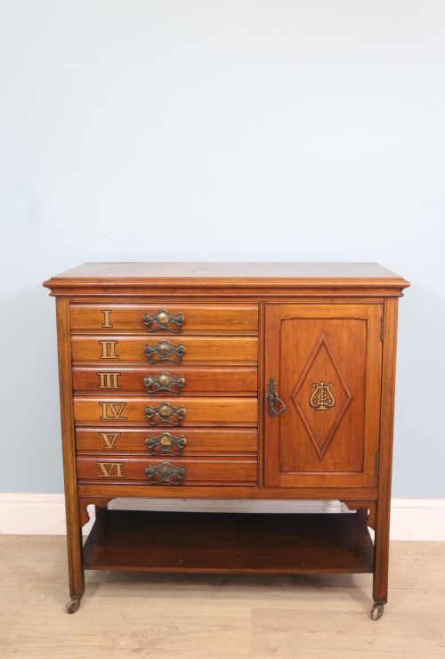 Late Victorian American Walnut Music Cabinet