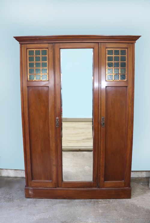 Arts and Crafts Design Mahogany & Walnut Wardrobe
