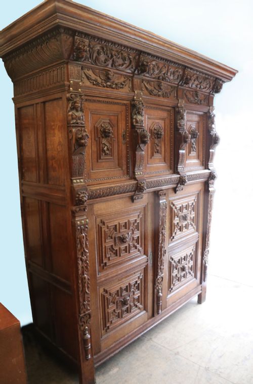 A Totally Magnificent 19th Century Oak Court Cupboard in the Gothic Style
