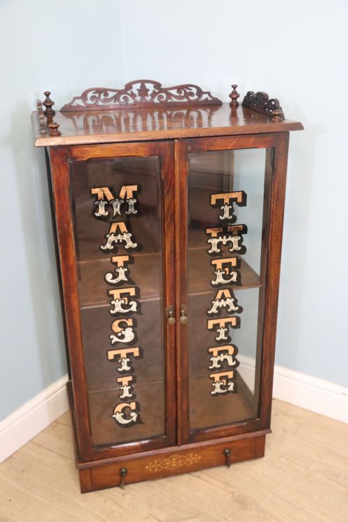 An Originally Victorian Walnut and Marquetry Inlaid Display Cabinet with Later Alterations