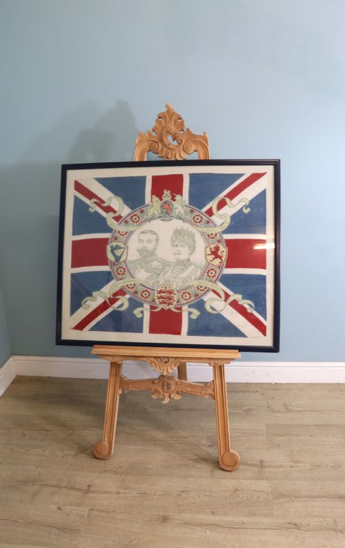 Framed Fabric Panel from the Coronation of King George V and Queen Mary in 1911