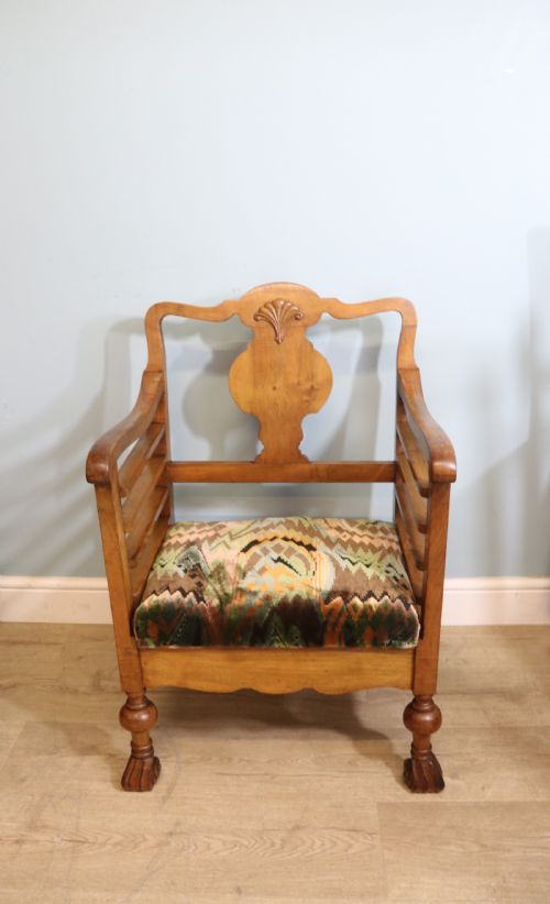 A Lovely & Unusual Walnut Side Chair in the Very Stylish Arts and Crafts Style