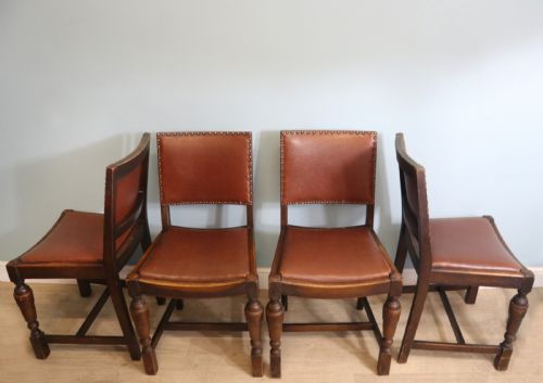 A Set of Four Oak Framed Dining Chairs Dating from the 1930s