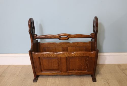 A Lovely Early 20th Century Oak Magazine Rack