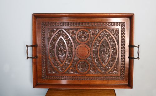 A Lovely 19th Century Hand-carved Mahogany Serving Tray