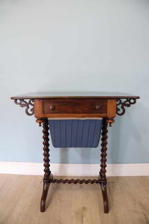 19TH CENTURY SOLID ROSEWOOD SEWING TABLE - ADDITIONAL PHOTO 1