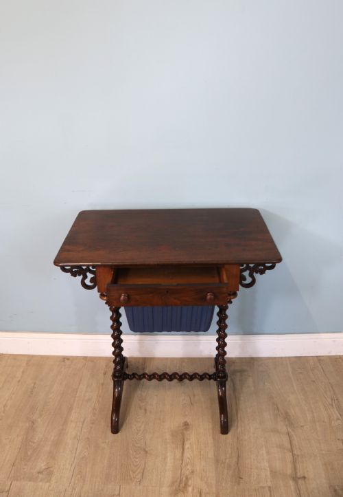 19TH CENTURY SOLID ROSEWOOD SEWING TABLE - ADDITIONAL PHOTO 2
