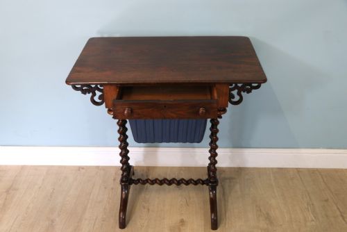19TH CENTURY SOLID ROSEWOOD SEWING TABLE - ADDITIONAL PHOTO 3