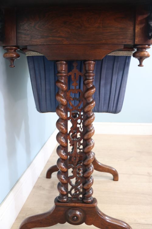 19TH CENTURY SOLID ROSEWOOD SEWING TABLE - ADDITIONAL PHOTO 6