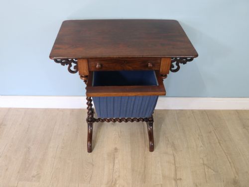 19TH CENTURY SOLID ROSEWOOD SEWING TABLE - ADDITIONAL PHOTO 10