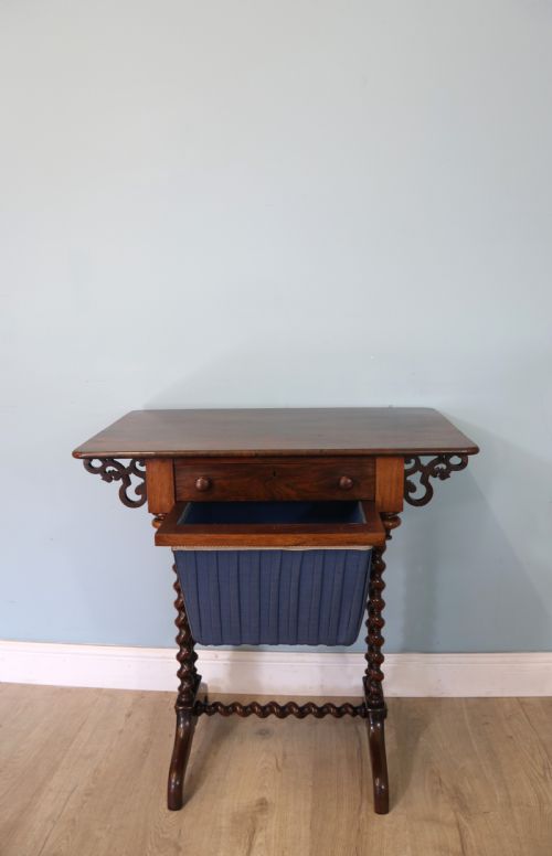 19TH CENTURY SOLID ROSEWOOD SEWING TABLE - ADDITIONAL PHOTO 11