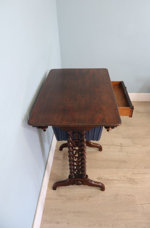 19TH CENTURY SOLID ROSEWOOD SEWING TABLE - ADDITIONAL PHOTO 14