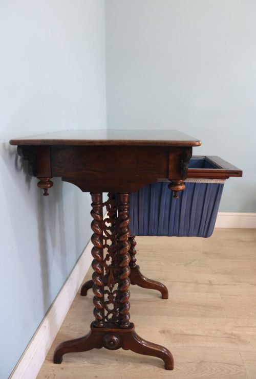 19TH CENTURY SOLID ROSEWOOD SEWING TABLE - ADDITIONAL PHOTO 15