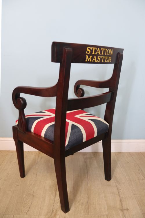 Lovely Victorian Mahogany Bar Back Desk Chair Later Sign Written for the ‘Station Master’