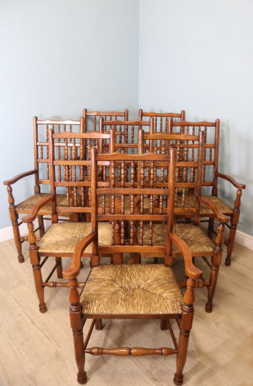 Farmhouse Style!  Matching Set of Eight Carver Chairs