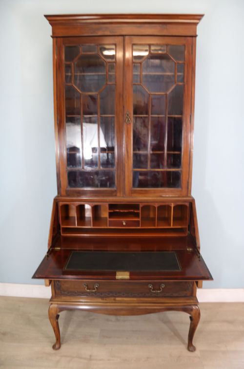 This Excellent Quality Edwardian Mahogany Bureau Bookcase Cabinet
