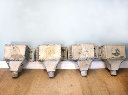 A Lovely Set of Four Lead, Very Early Victorian or Regency Gutter Downpipe Hoppers.