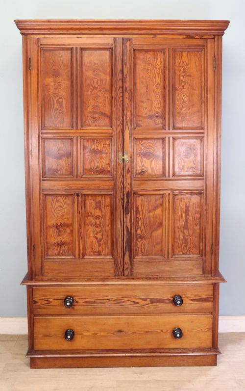 A Late 19th Century Pitch Pine Wardrobe.
