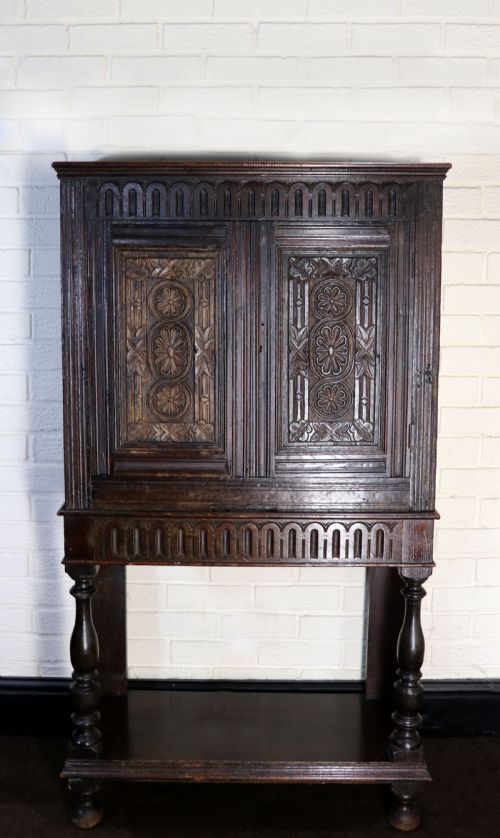A Lovely Victorian Gothic Revival Cabinet on Stand.
