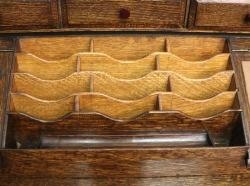 A MOST UNUSUALLY CONFIGURED OAK VENEERED BUREAU - ADDITIONAL PHOTO 25