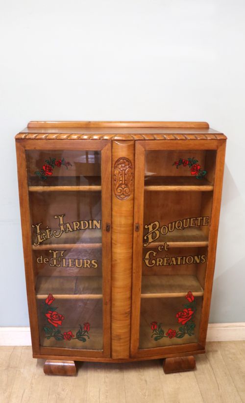 A Lovely Oak Framed and Walnut Veneered Bookcase Cabinet.