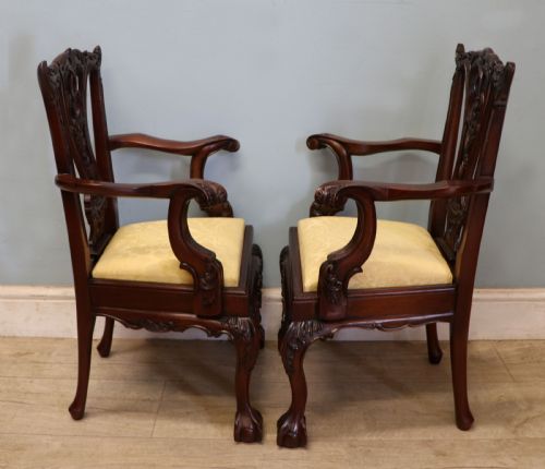 AN ABSOLUTELY CHARMING PAIR OF NICE QUALITY GEORGIAN REVIVAL STYLE CHILDRENS OPEN ARM OR CARVER CHAIRS - ADDITIONAL PHOTO 7