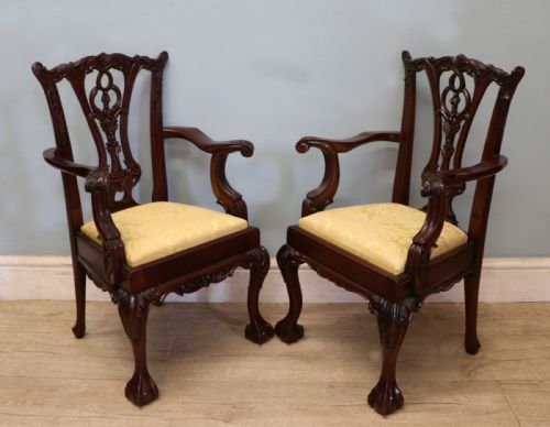 AN ABSOLUTELY CHARMING PAIR OF NICE QUALITY GEORGIAN REVIVAL STYLE CHILDRENS OPEN ARM OR CARVER CHAIRS - ADDITIONAL PHOTO 8