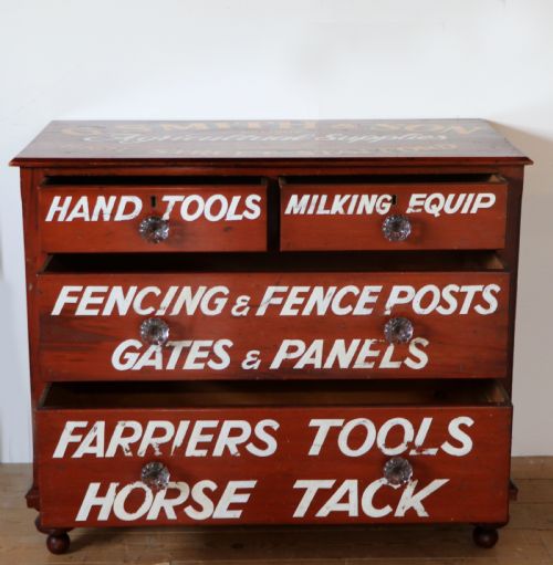A LOVELY VICTORIAN PAINTED PINE CHEST OF FOUR DRAWERS SIGN WRITTEN FOR THE SMITHS AGRICULTURAL MERCHANTS OF STAFFORD - ADDITIONAL PHOTO 2