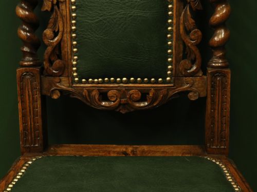 A LOVELY VICTORIAN OAK FRAMED BEAUTIFULLY CARVED HALL CHAIR IN THE CAROLEAN GOTHIC REVIVAL STYLE - ADDITIONAL PHOTO 10