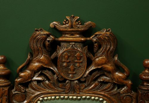 A LOVELY VICTORIAN OAK FRAMED BEAUTIFULLY CARVED HALL CHAIR IN THE CAROLEAN GOTHIC REVIVAL STYLE - ADDITIONAL PHOTO 19
