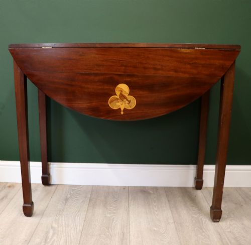A LOVELY UNUSUAL EDWARDIAN MAHOGANY PEMBROKE TABLE OF OVAL FORM - ADDITIONAL PHOTO 2