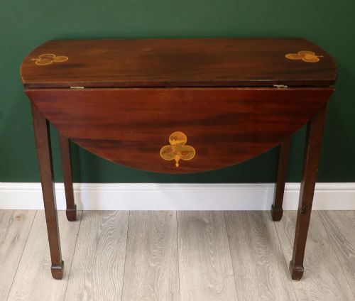 A LOVELY UNUSUAL EDWARDIAN MAHOGANY PEMBROKE TABLE OF OVAL FORM - ADDITIONAL PHOTO 7