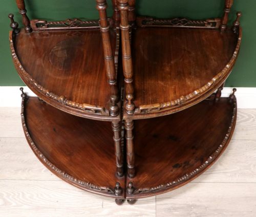 VICTORIAN STYLE A LOVELY MATCHING PAIR OF MID19TH CENTURY CORNER WHATNOTS - ADDITIONAL PHOTO 12