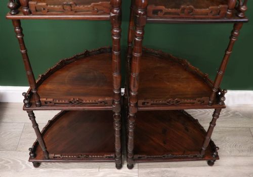 VICTORIAN STYLE A LOVELY MATCHING PAIR OF MID19TH CENTURY CORNER WHATNOTS - ADDITIONAL PHOTO 13