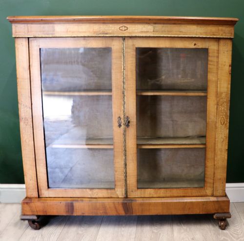 A Lovely Mid Victorian Walnut Veneered Bookcase Cabinet.
