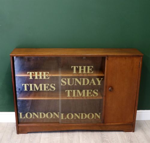 A Lovely Vintage Mid-century Teak Bookcase Cabinet by Herbert Gibbs, Later Signed the Times and Sunday Times