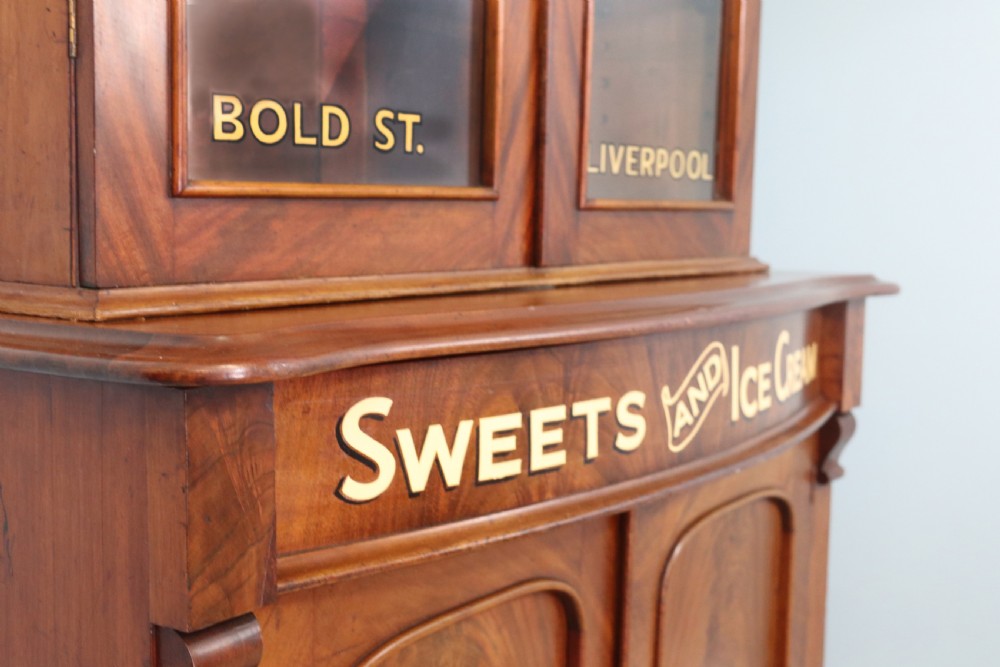 A fabulous Victorian mahogany bookcase cabinet formed of two sections.  View VI