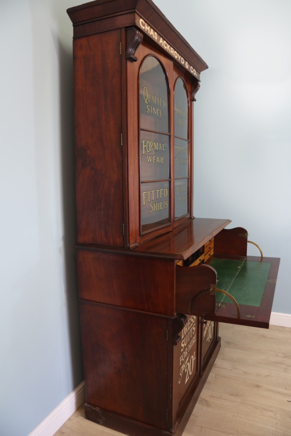 Victorian mahogany  secretaire two section bookcase cabinet View IV