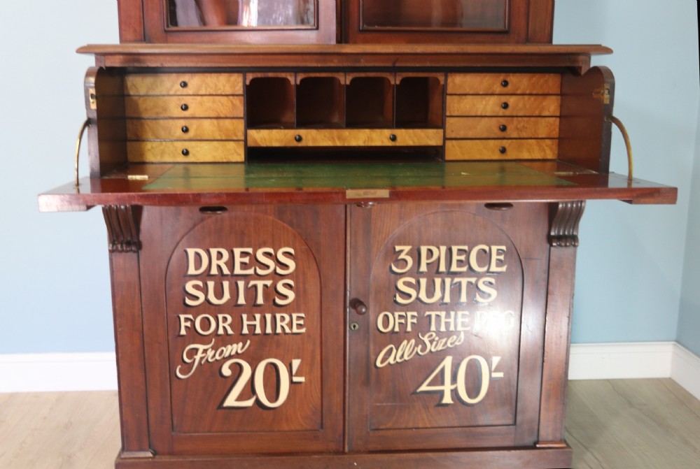 Victorian mahogany  secretaire two section bookcase cabinet View V