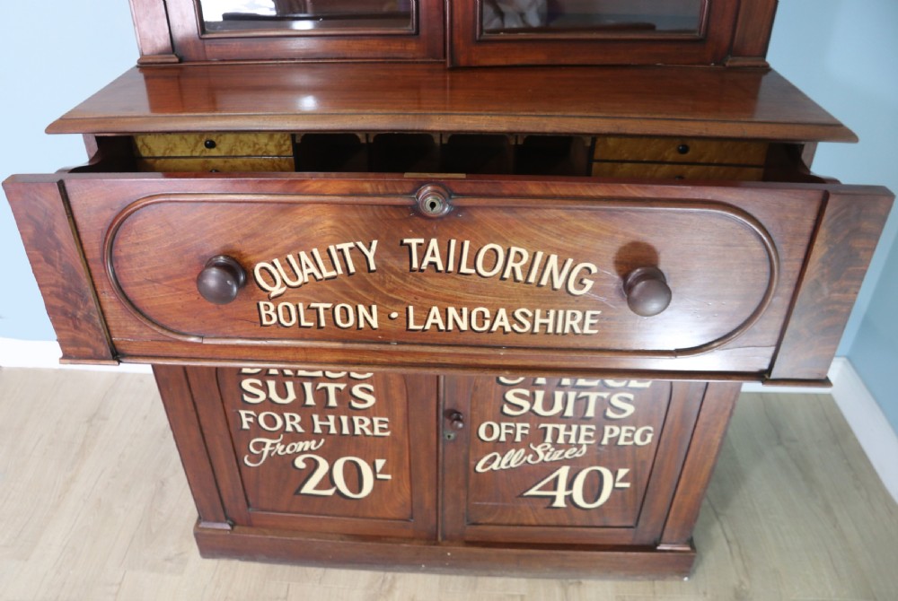 Victorian mahogany  secretaire two section bookcase cabinet View VII