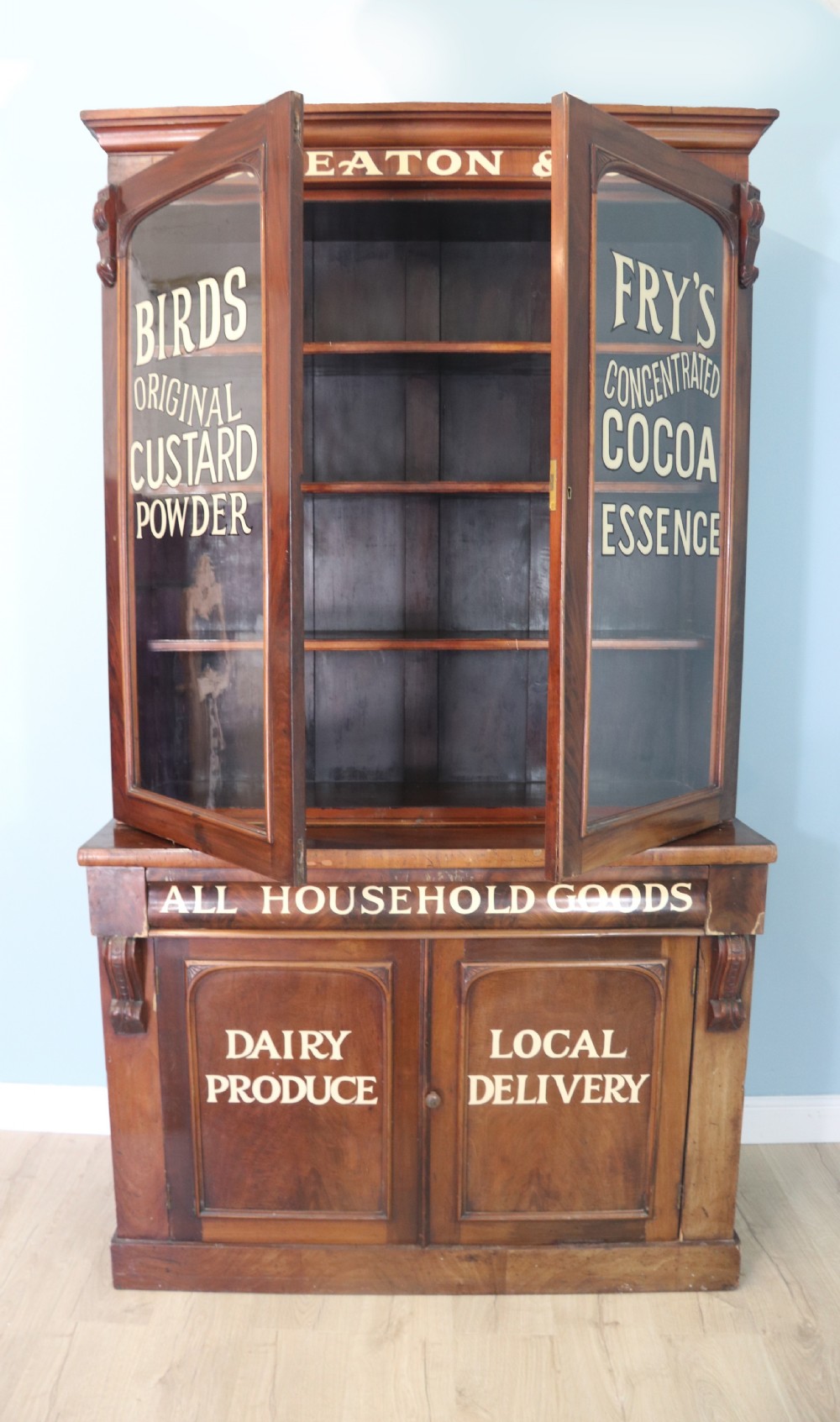 A fabulous Victorian mahogany bookcase cabinet formed of two sections.  View II
